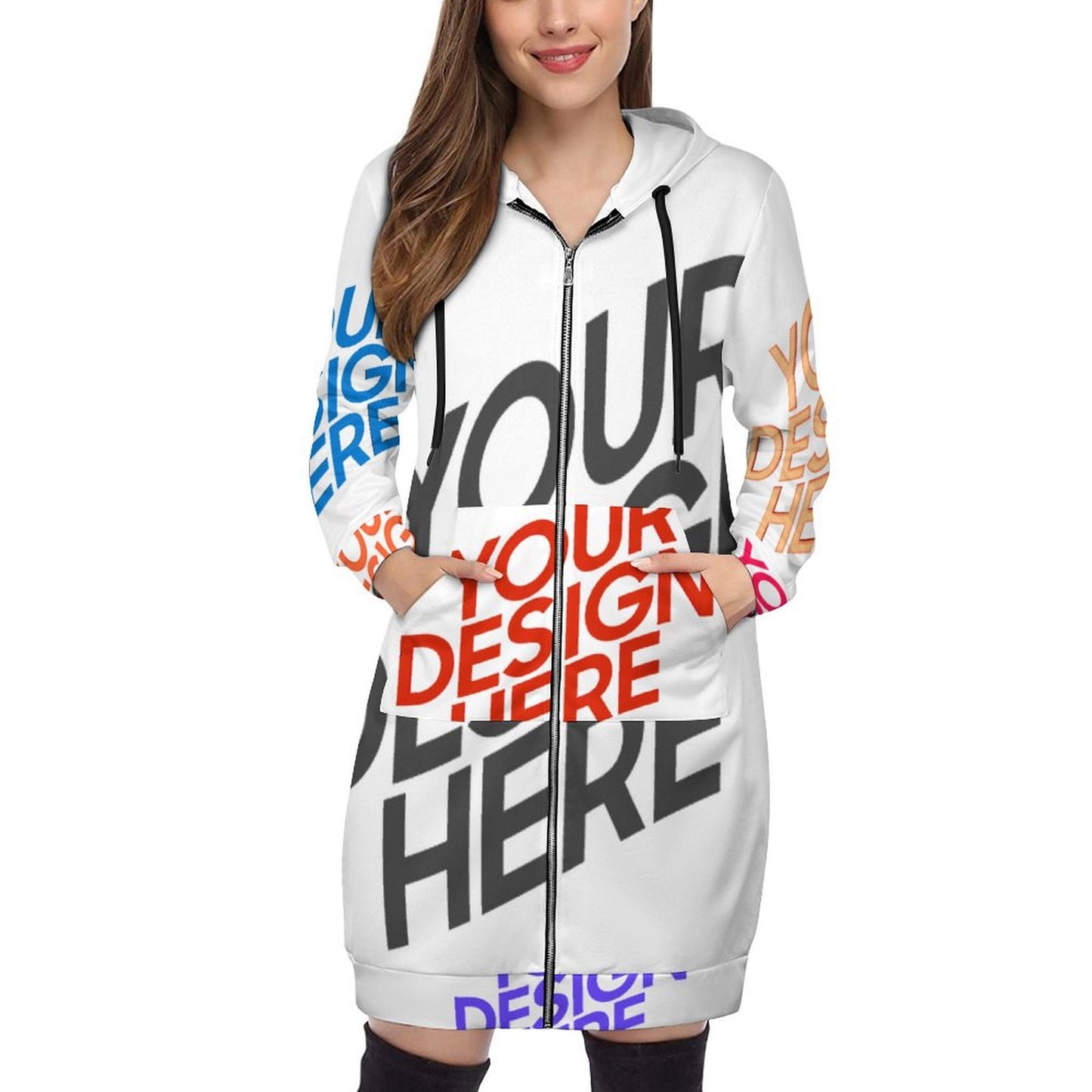 长款连帽长袖卫衣SDS002 (多图) 图文定制设计