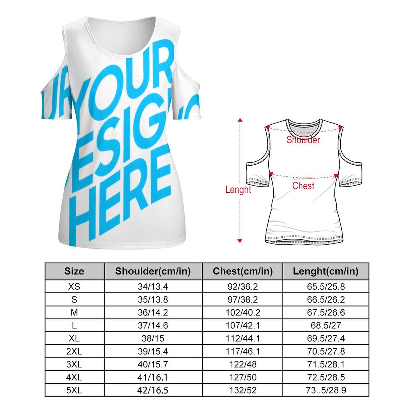 露肩U领短袖上衣 ACT (单图) 图文定制设计