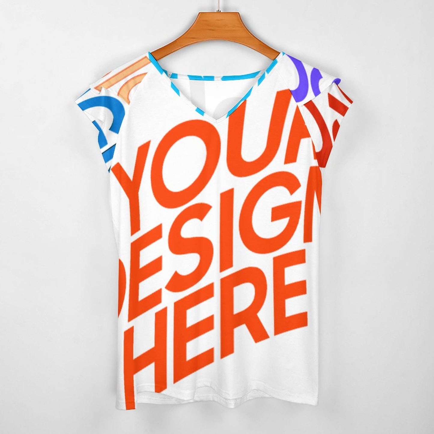 荷叶边短袖V领T恤BUT (多图) 图文定制设计