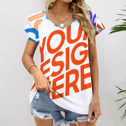 荷叶边短袖V领T恤BUT (多图) 图文定制设计