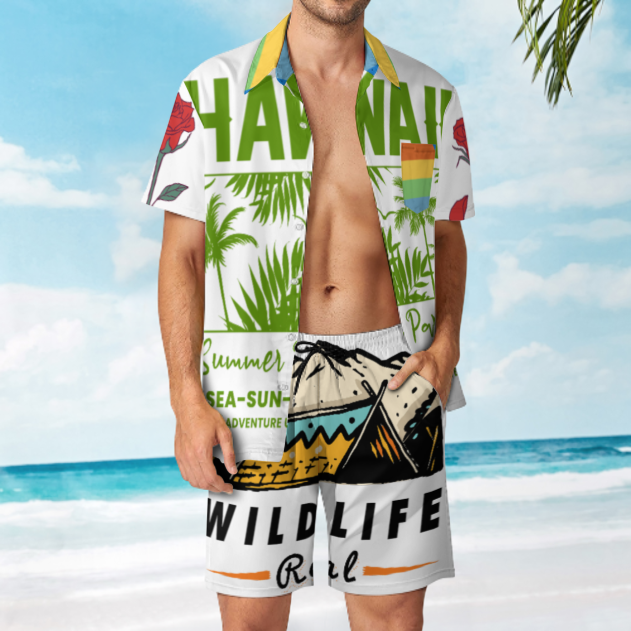 休闲沙滩套装 (多图) 图文定制设计