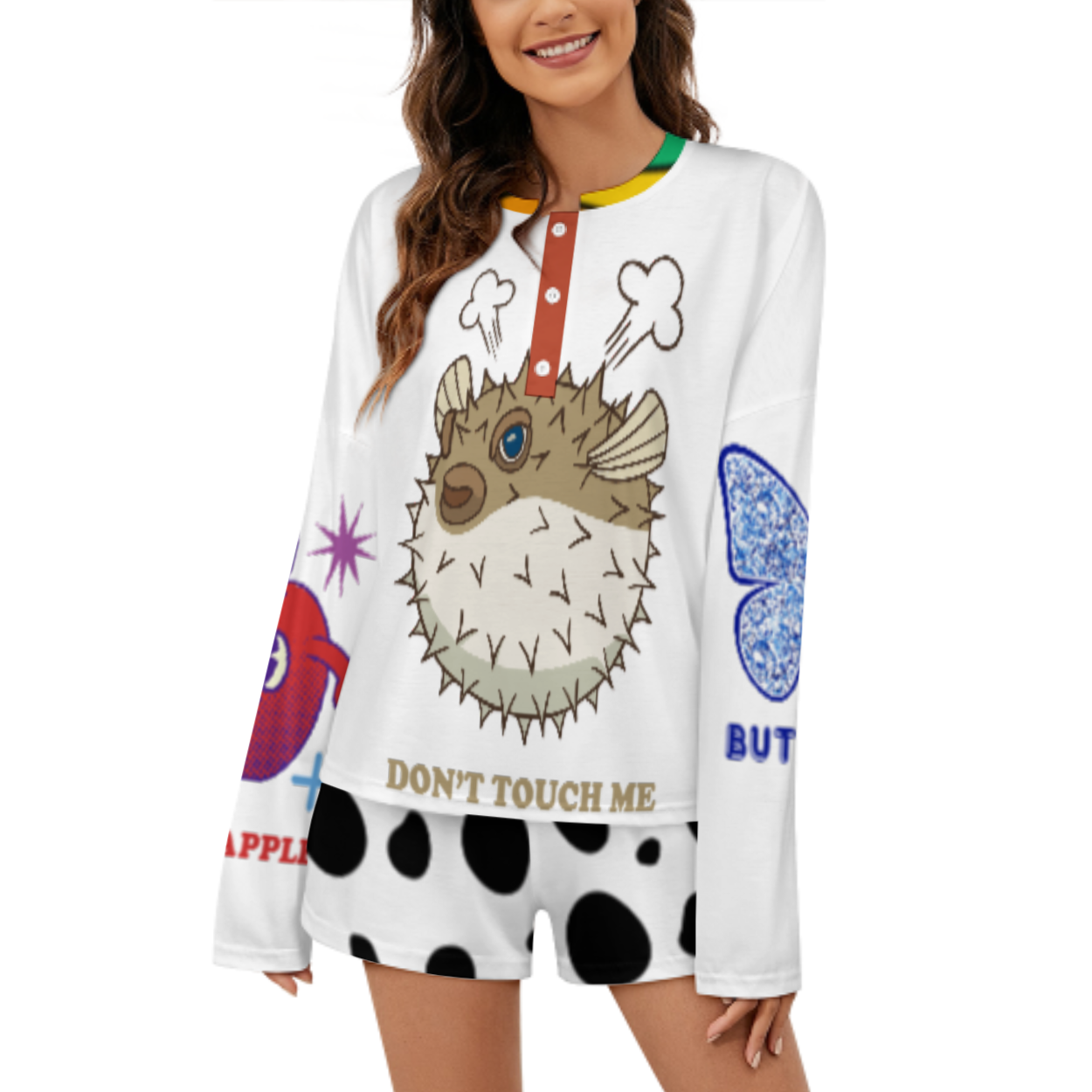 女士扣领睡衣套装203 (多图) 图文定制设计