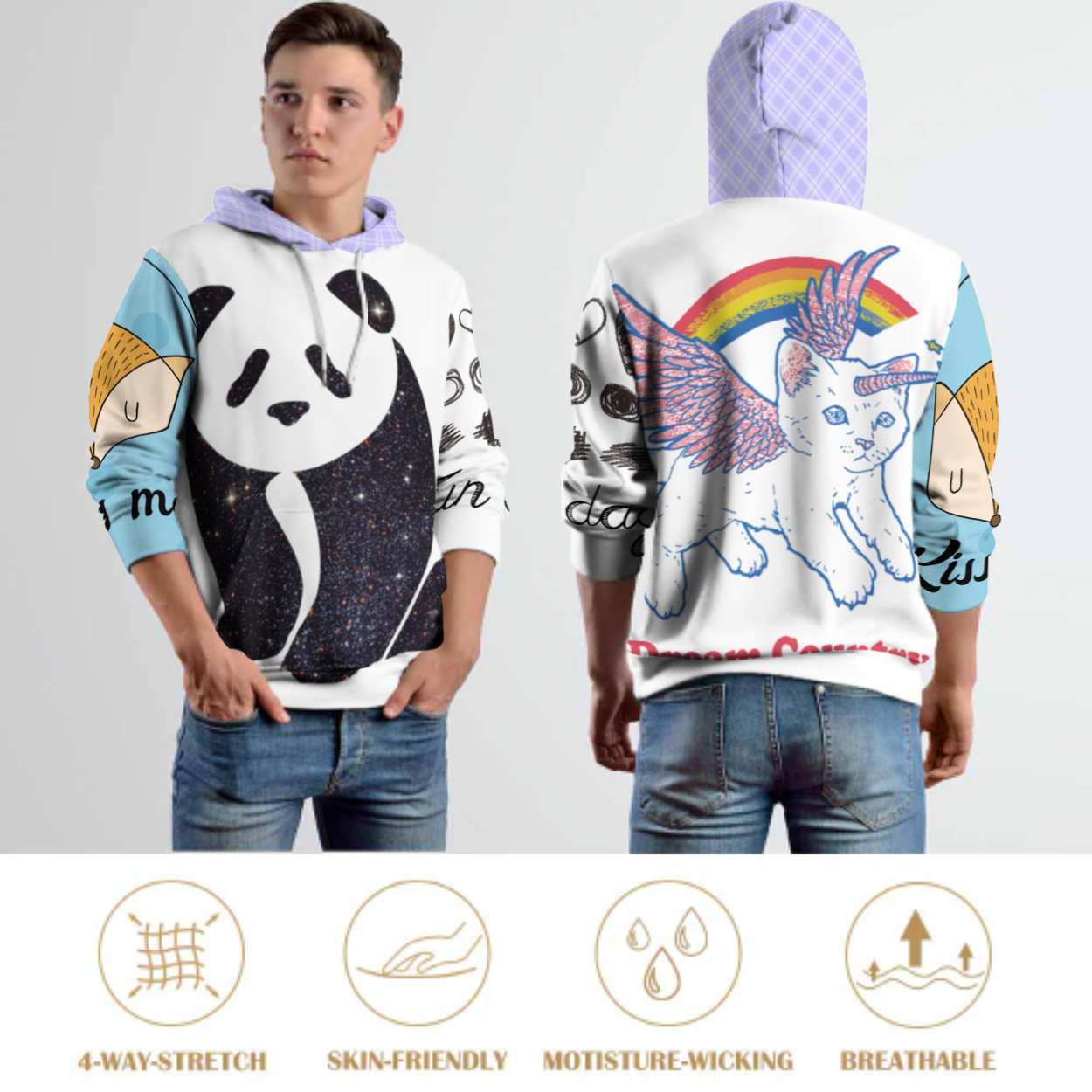 双层帽全印成人卫衣 (男女通用款) 图文定制设计