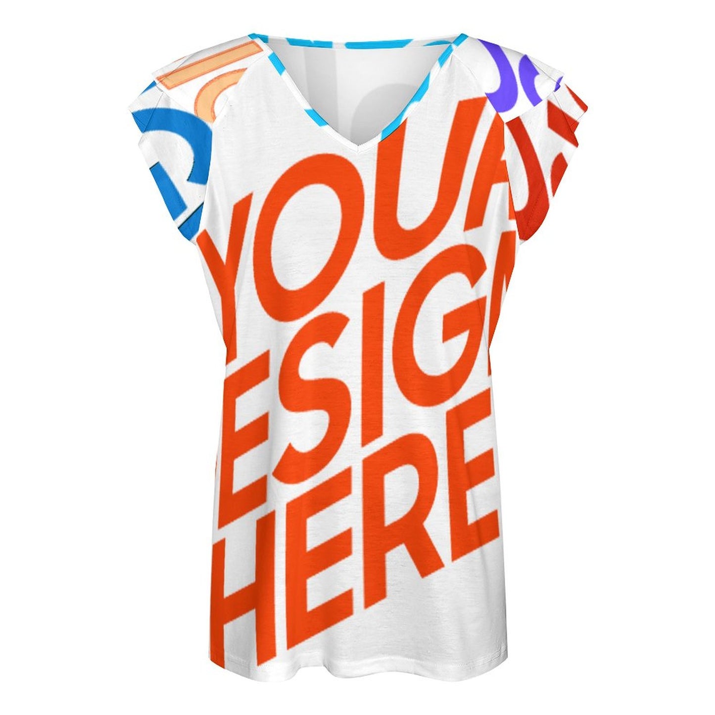 荷叶边短袖V领T恤BUT (多图) 图文定制设计