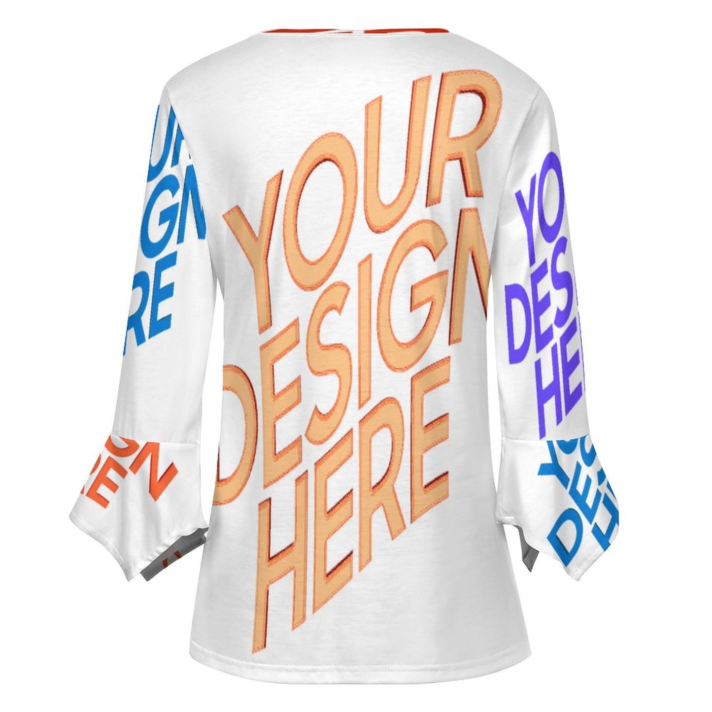 女式十粒扣褶皱花瓣袖上衣SDS20150 (多图) 图文定制设计