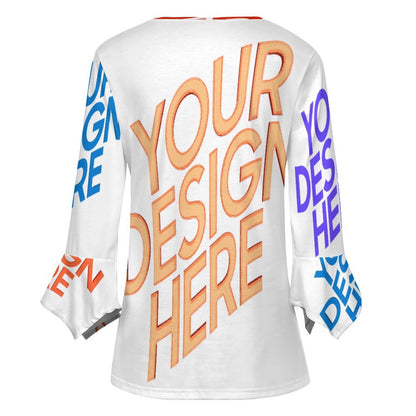 女式十粒扣褶皱花瓣袖上衣SDS20150 (多图) 图文定制设计