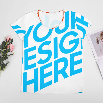 女式V领短袖T恤VT (单图) 图文定制设计