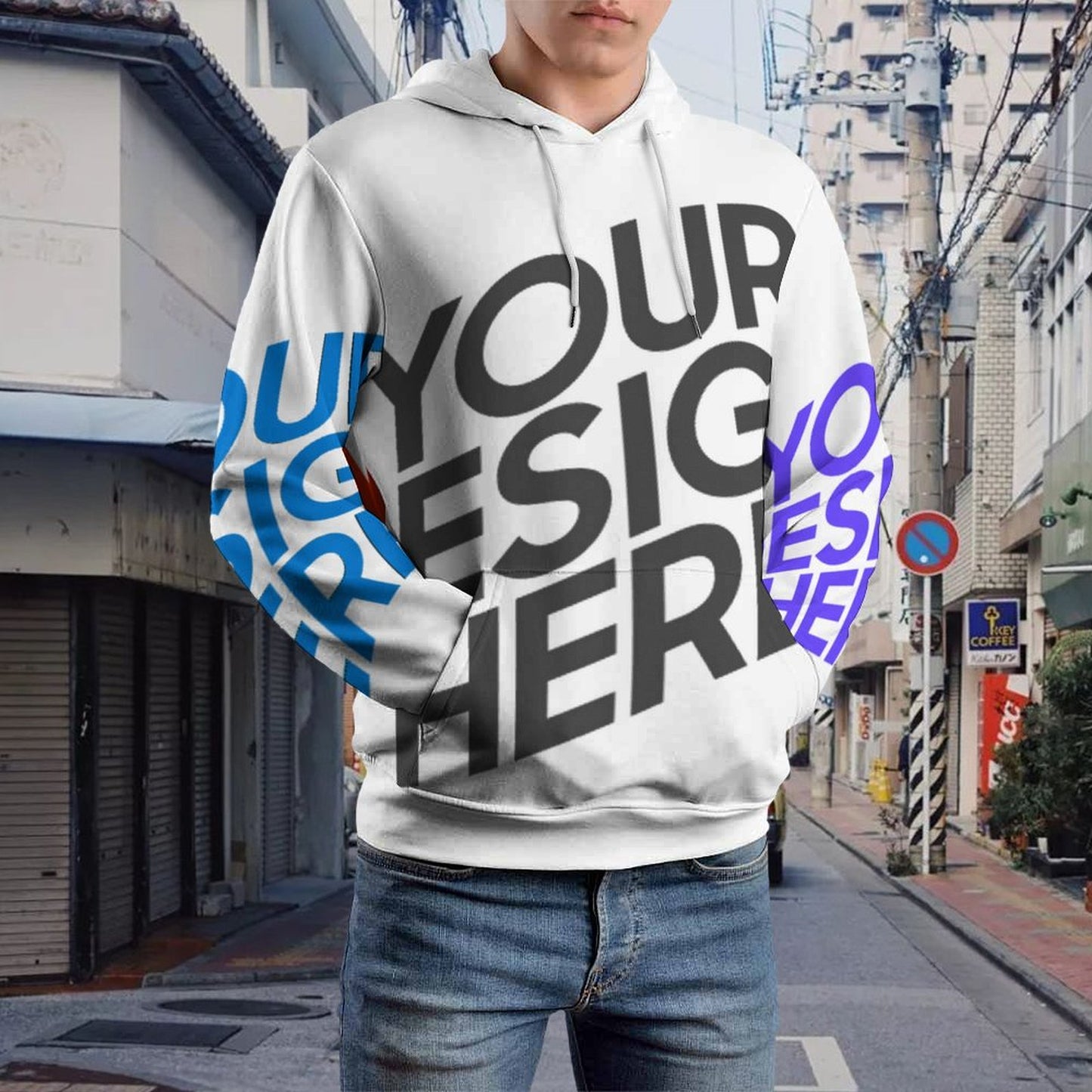 双层帽全印成人卫衣 (男女通用款) 图文定制设计