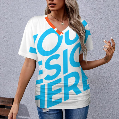 V领褶皱T恤BHT (多图) 图文定制设计