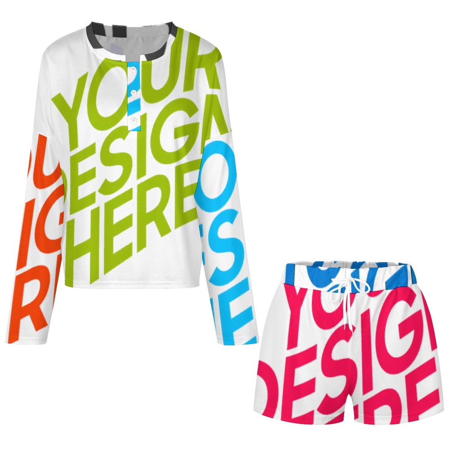 女士扣领睡衣套装203 (多图) 图文定制设计