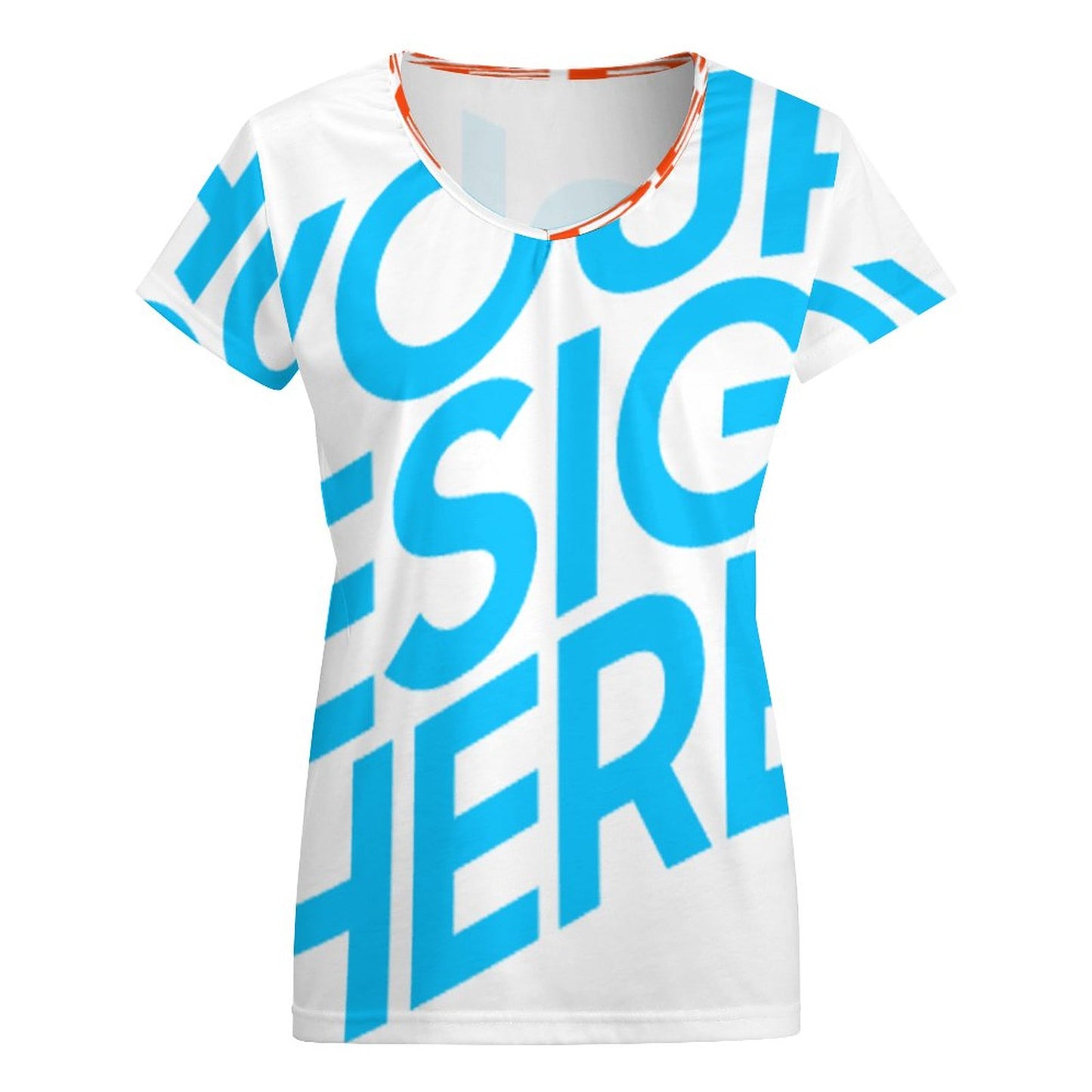 女式V领短袖T恤VT (单图) 图文定制设计