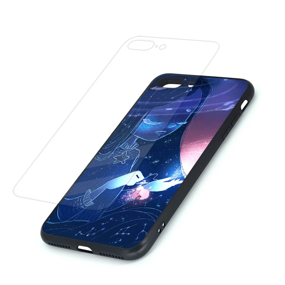 Iphone 7p/8P黑色TPU玻璃壳图文定制设计