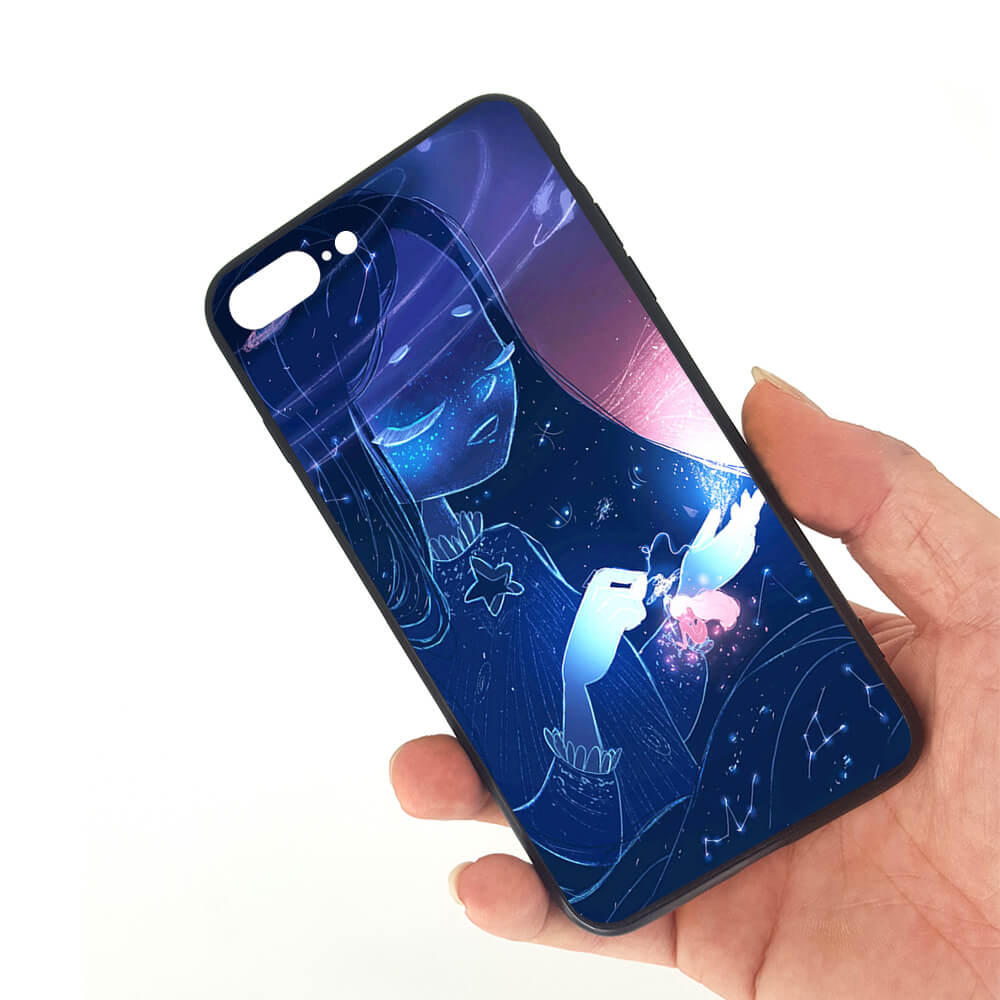 Iphone 7p/8P黑色TPU玻璃壳图文定制设计