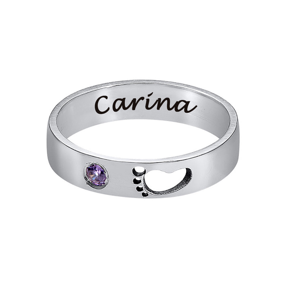 镂空脚丫镶钻戒指J0021 (银) 图文定制设计