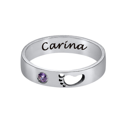 镂空脚丫镶钻戒指J0021 (银) 图文定制设计