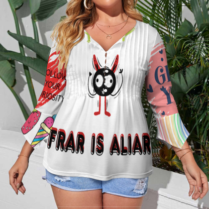 女式十粒扣褶皱花瓣袖上衣SDS20150 (多图) 图文定制设计