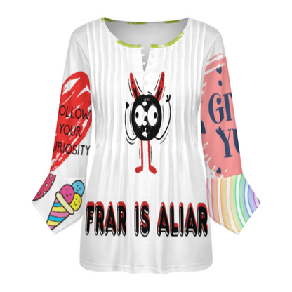 女式十粒扣褶皱花瓣袖上衣SDS20150 (多图) 图文定制设计