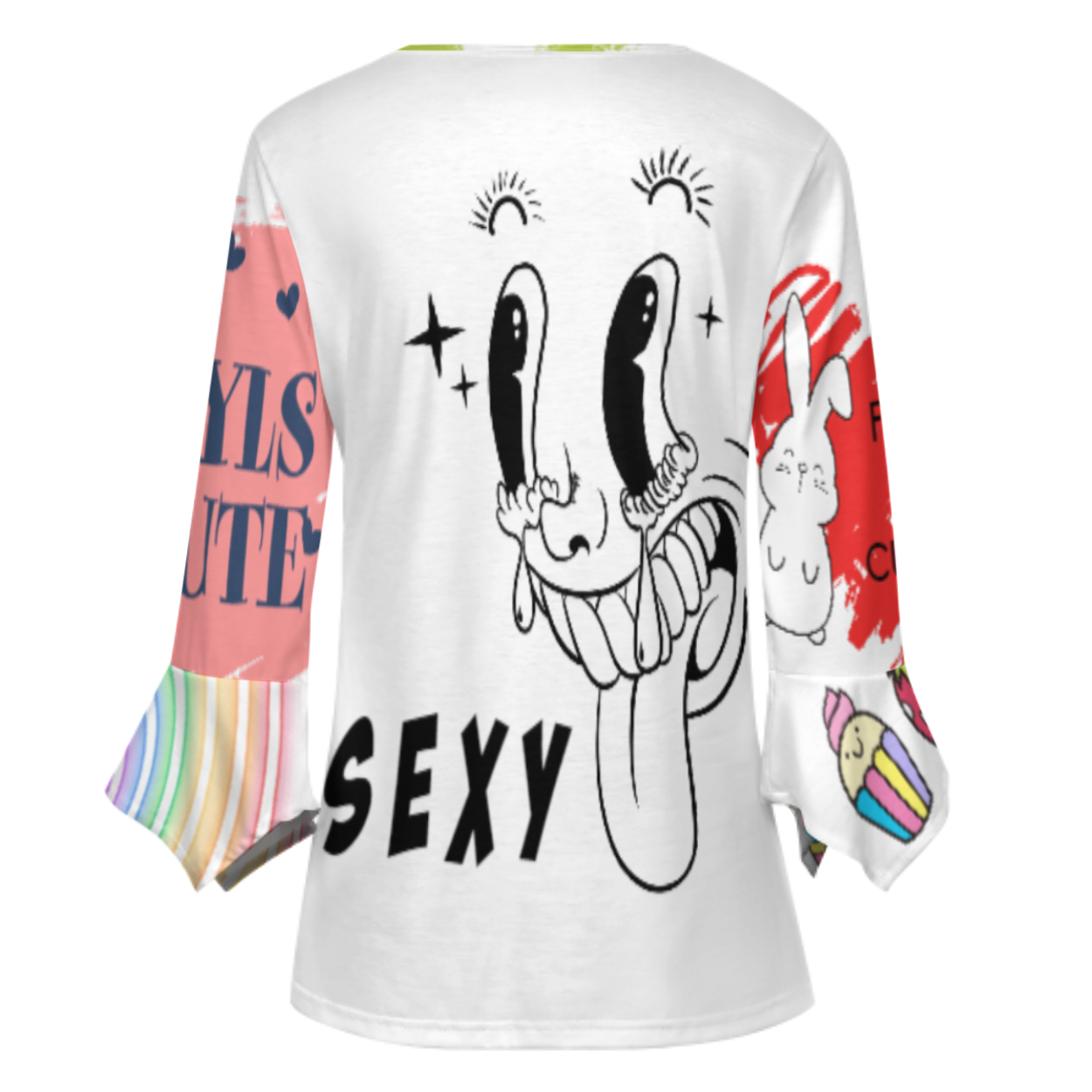 女式十粒扣褶皱花瓣袖上衣SDS20150 (多图) 图文定制设计