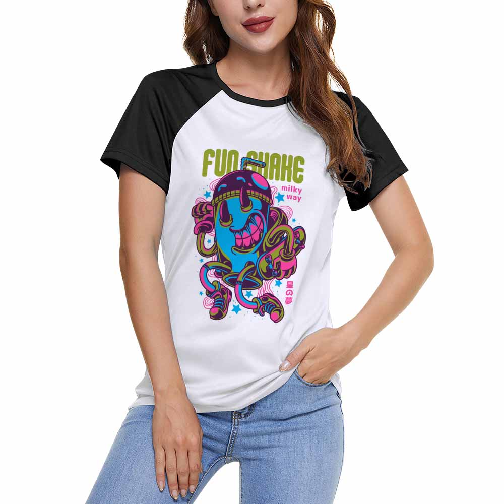 女款短袖插肩T图文定制设计