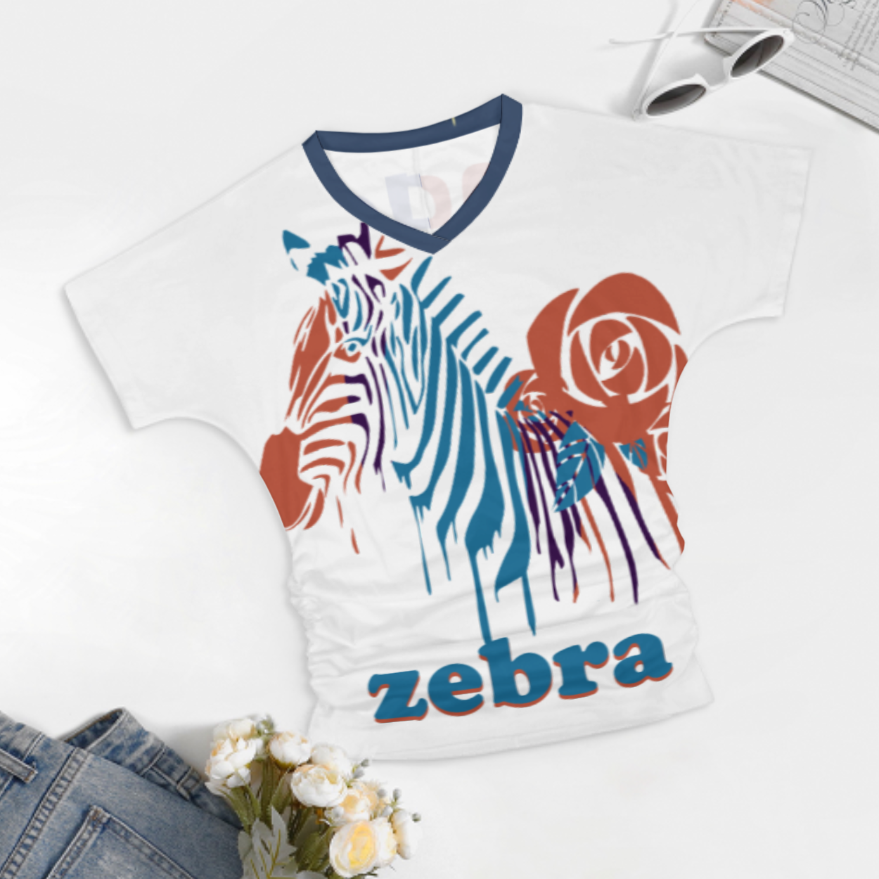 V领褶皱T恤BHT (多图) 图文定制设计