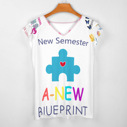 荷叶边短袖V领T恤BUT (多图) 图文定制设计