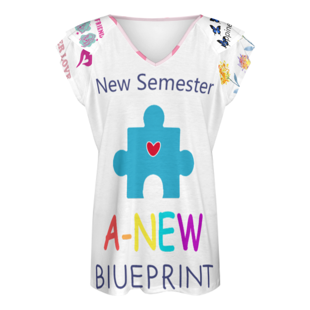 荷叶边短袖V领T恤BUT (多图) 图文定制设计