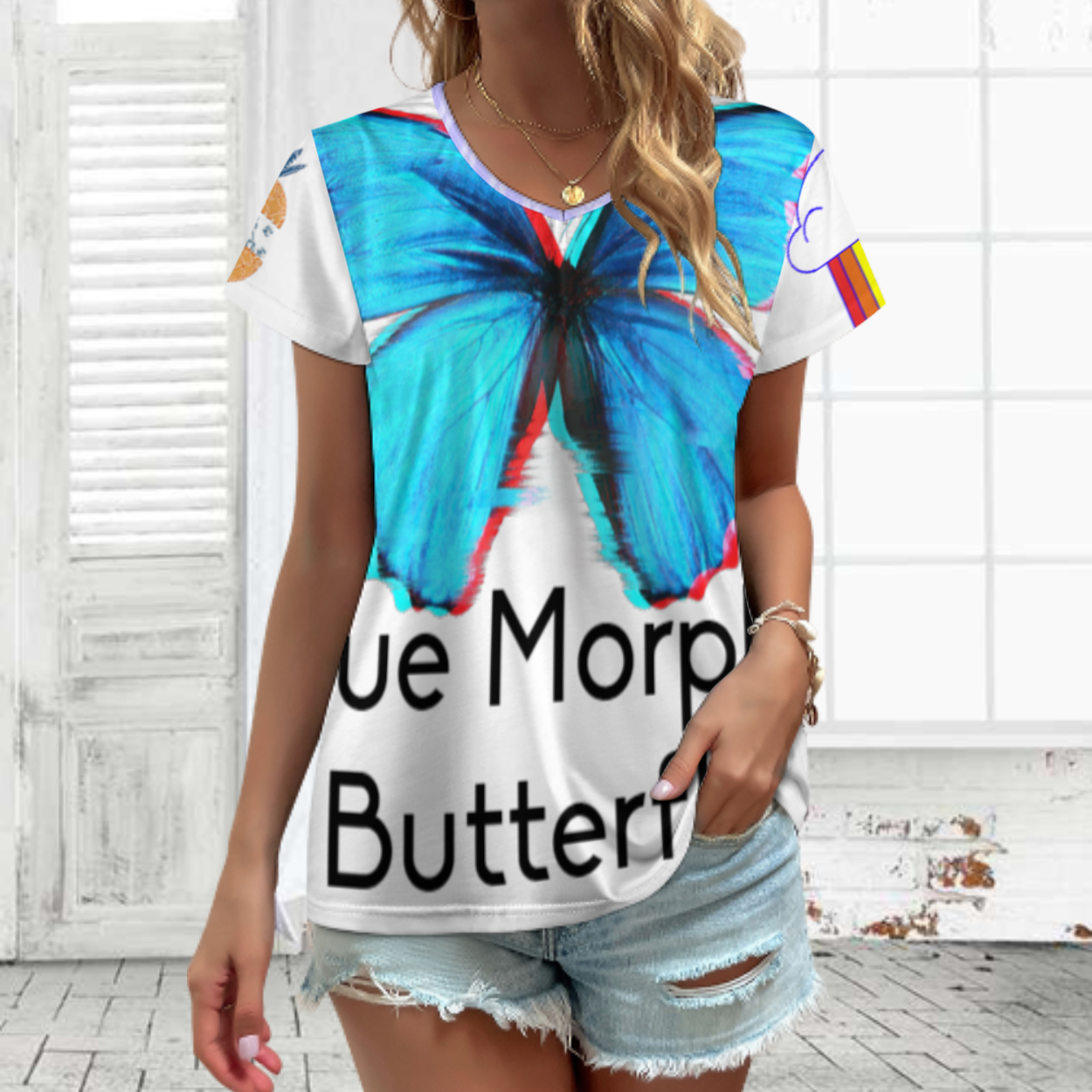 女式V领短袖T恤VT (多图) 图文定制设计