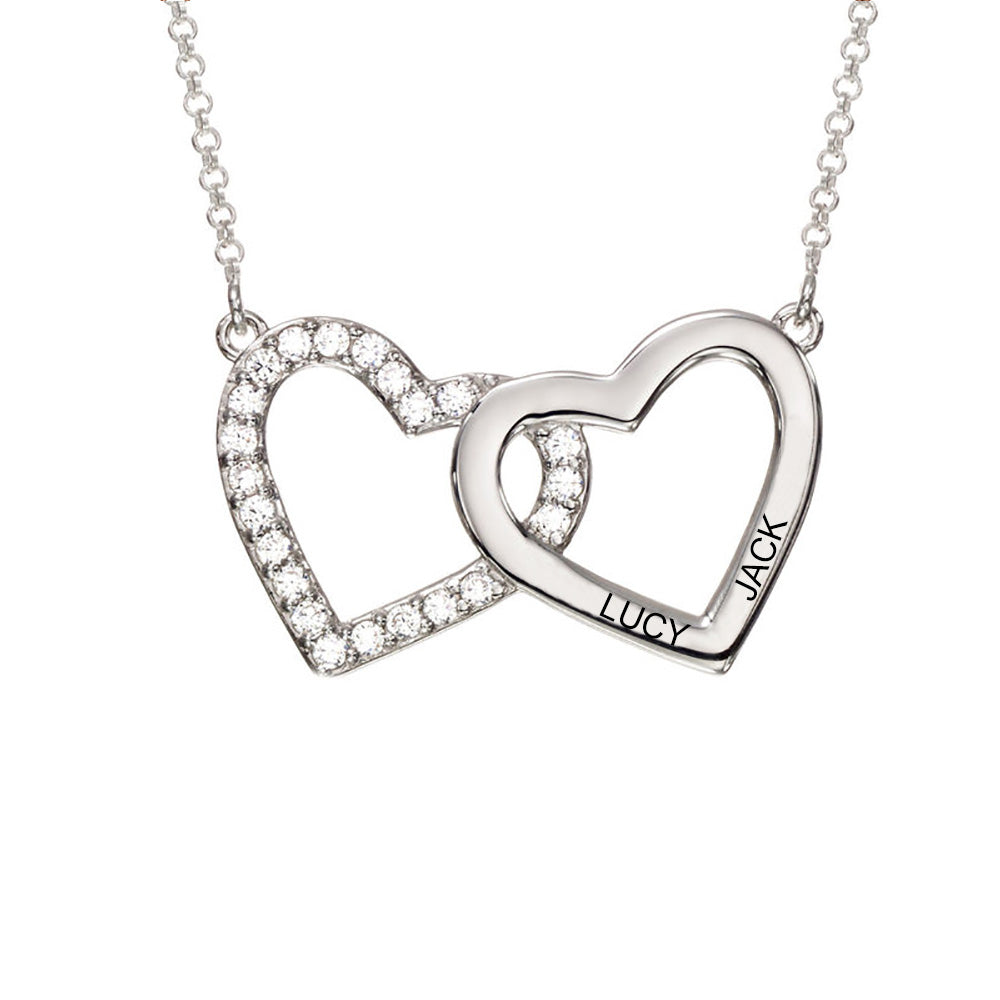 双心镶钻项链X0093图文定制设计