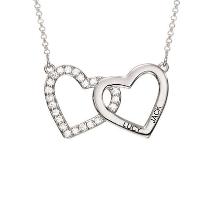 双心镶钻项链X0093图文定制设计