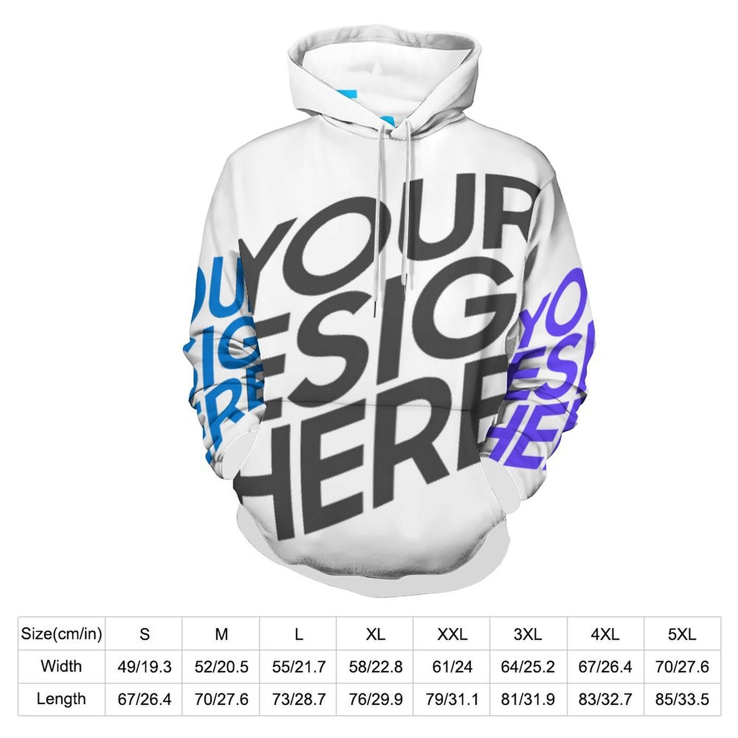 双层帽全印成人卫衣 (男女通用款) 图文定制设计