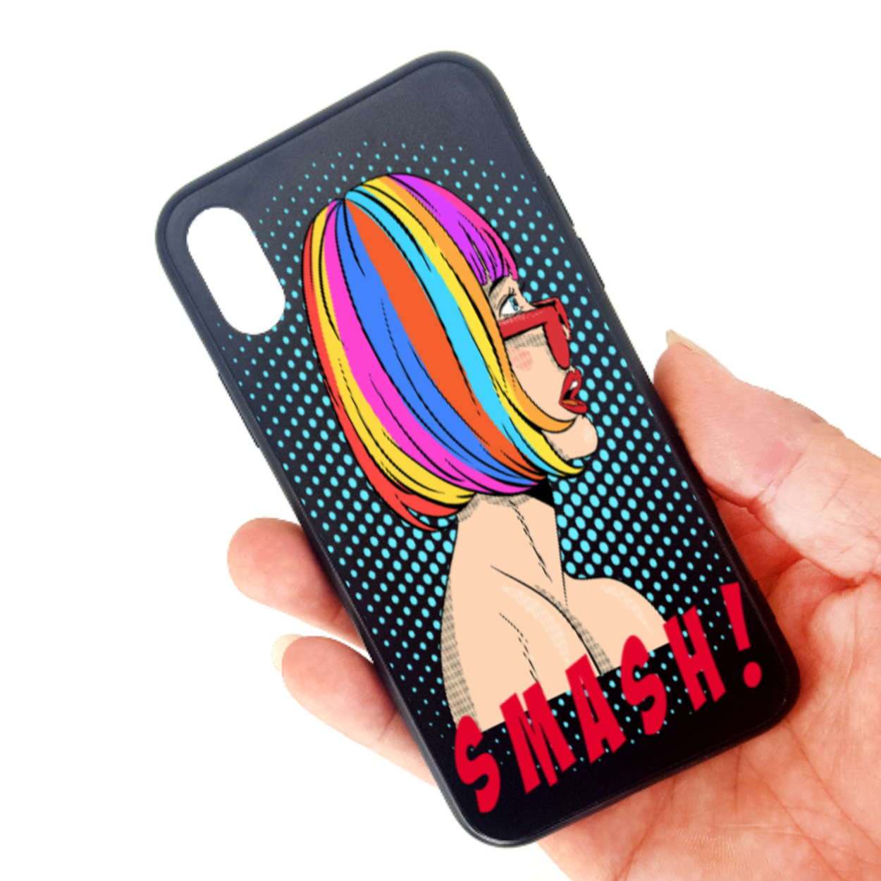 iPhone XS黑色TPU玻璃手机壳图文定制设计