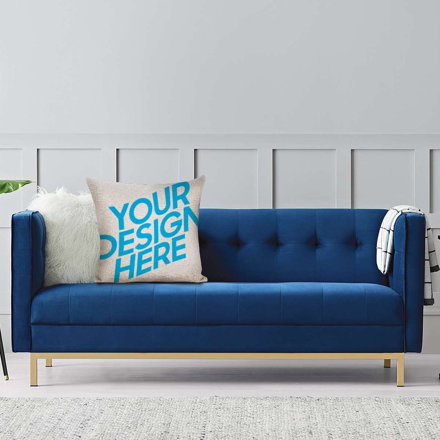 棉麻抱枕套图文定制设计 (单面印制)