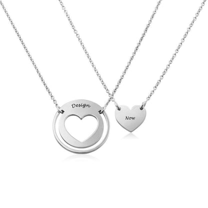 心形情侣项链X0045图文定制设计