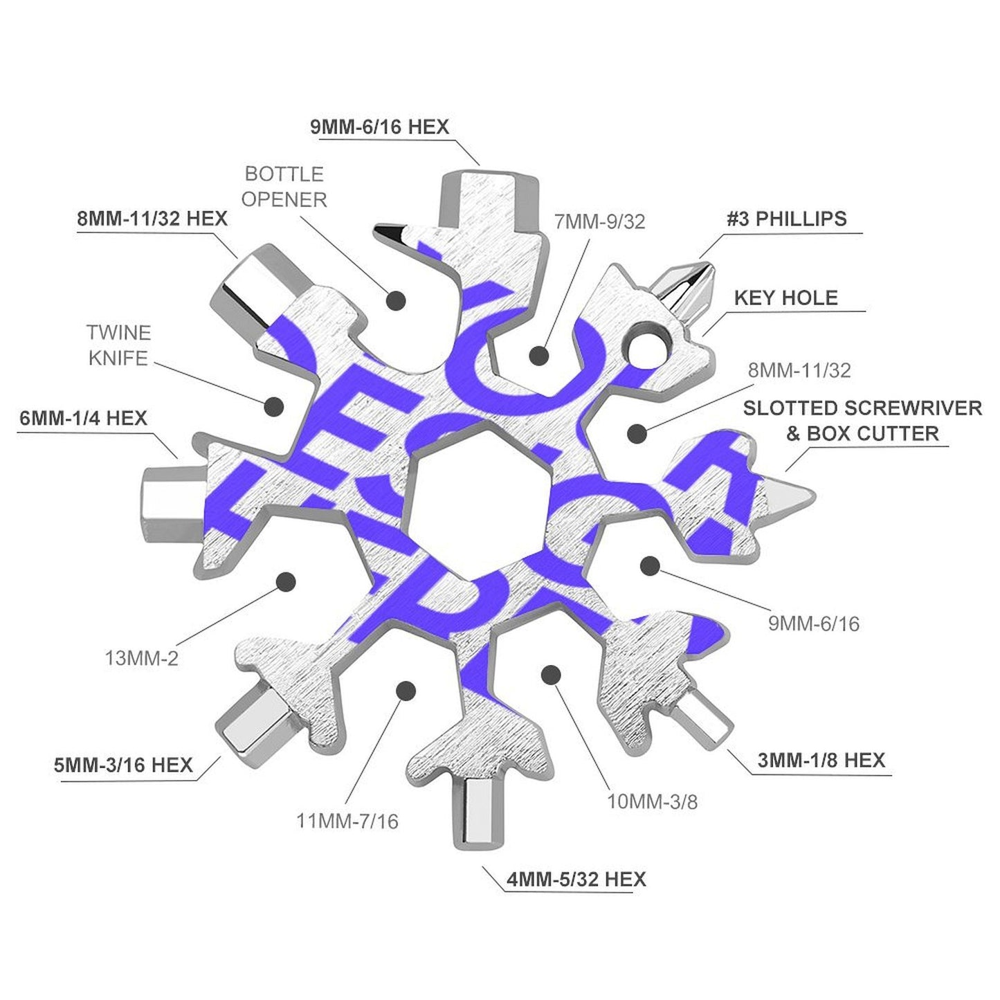 雪花多功能扳手图文定制设计