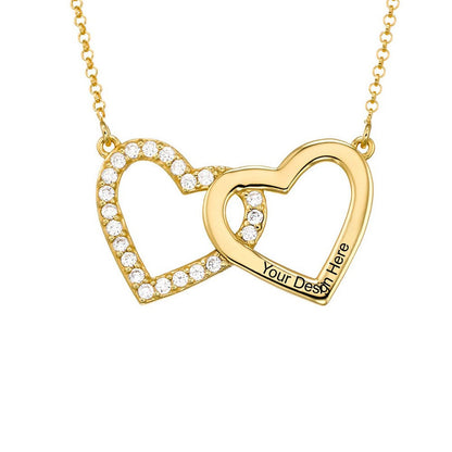 双心镶钻项链X0093图文定制设计