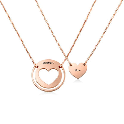 心形情侣项链X0045图文定制设计